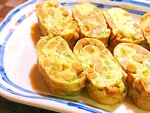 納豆とねぎの玉子焼き